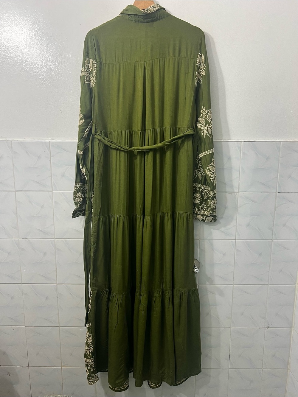 Women’s Long Sleeves Embroidered Shirt Maxi Dress Cottage Boho Western One Size - Picture 9 of 16